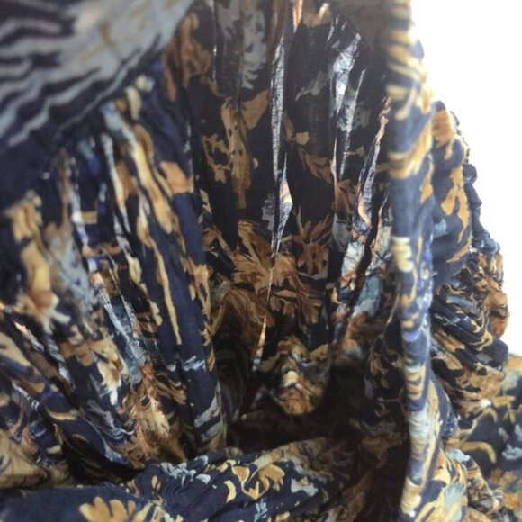 Floral Pleated Maxi Skirt Blue Gold Color - Picture 4 of 8